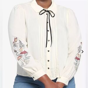 Thorn & Fable Mushroom Foliage Cottagecore Long Sleeve Top
